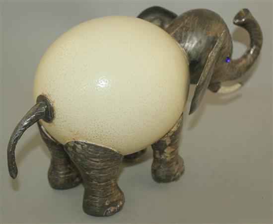 Gabriella Binazzi, Italian. An ostrich egg model elephant, 13in.